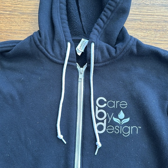 Black Unisex Cotton Logo Full Zip Hoodie - Picture 2 of 4